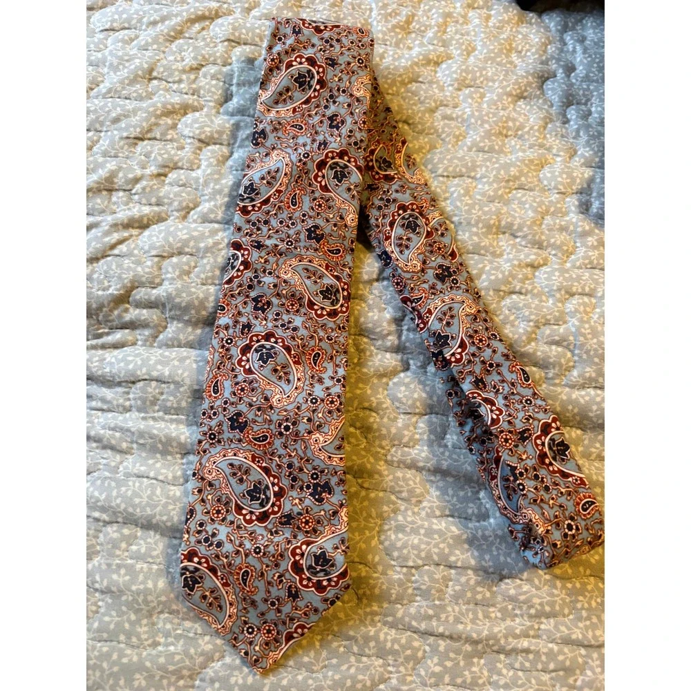 Rooster Necktie Mens OS Blue Excellent Paisley Ruffler Collection Vintage Tie